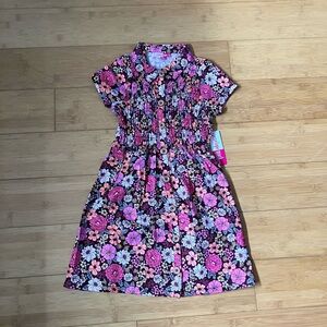 NWT Girls Size 6X Maroon Floral Smocked Top Dress